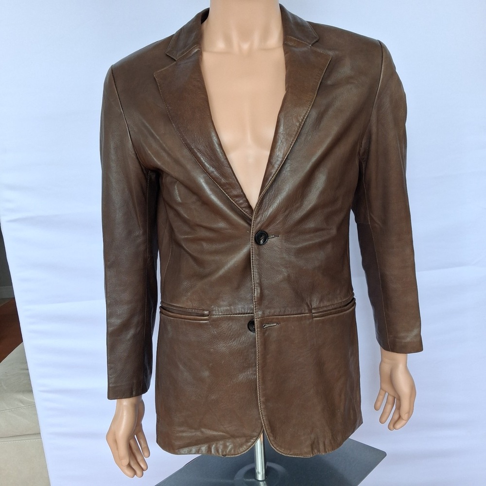 Vtg Danier Men's Brown Lambskin Leather Blazer Sport Coat Jacket Two Button M/L